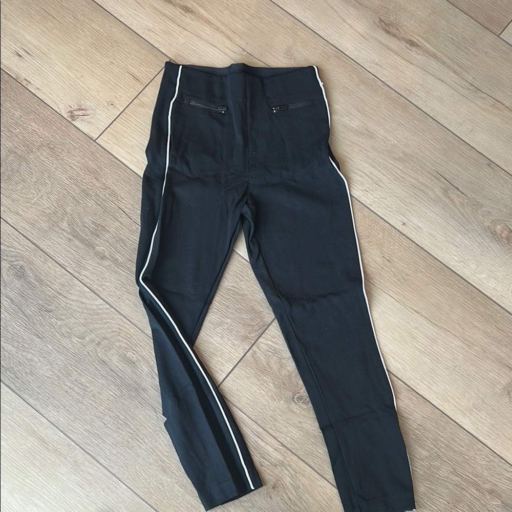 SPANX Black Skinny Pants with White Stripe